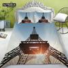 Eiffel Tower Duvet Cover Modern French Paris Cityscape Bedding Set 3D Europe Building Comforter Cover King For Kids Adults Decor