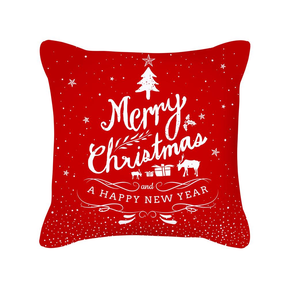Red Christmas Elk Snowflake Letter Peach Velvet Pillow Cover Cushion New Home Furnishing