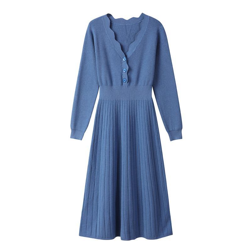 Spring & Autumn 2024 Slim Fit Knitted Midi Sweater Dress