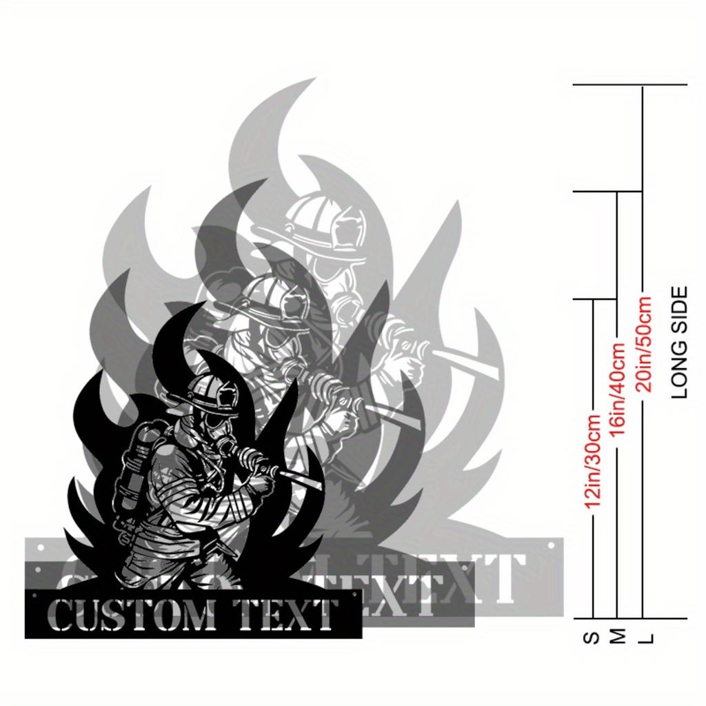 Classic Firefighter Metal Wall Sign Customizable Hanging Decor No Electricity