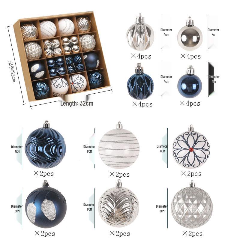 16-Piece Champagne Gold & White Christmas Tree Hanging Ornaments Set