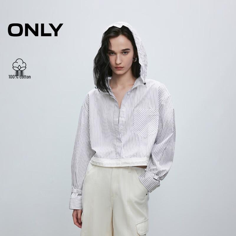 

ONLY Women s 2025 Spring Striped Hooded Cotton Short Jacket S
