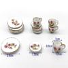 15Pcs Desk Top Mini Doll House Accessories Ceramic 7 Styles China Tea Cup Pocket Tea Set For Dollhouse Decor Kids Pretend Play