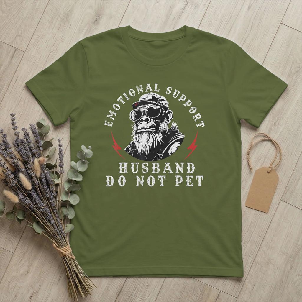 Emotional Support Husband Do Not Pet TShirt Unisex Funny Monkey Funny Cotton Tees Round Collar Short Sleeve T Shirts merchandise