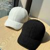 Korean-style simple and versatile wide-brimmed lamb wool baseball cap for women, new winter warm large-head circumference duckbill hat for men