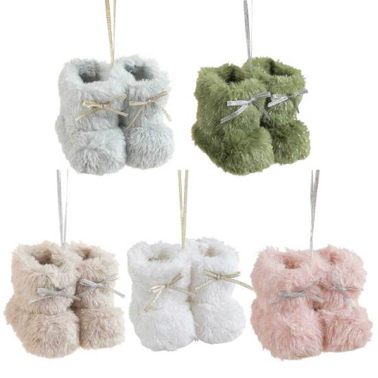 Christmas Boot Ornament Fuzzy Shoes Christmas Tree Hanging Ornaments Soft Plush Winter Boots Pendant for Home Office Decor