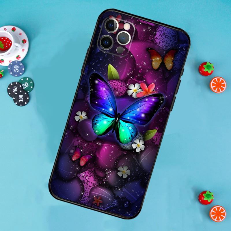 Black Beautiful Butterfly Phone Case For iPhone 17 Air 16 15 14 13 11 12 Pro Max 13 12 mini 15 16 Plus 16e Cover Funda