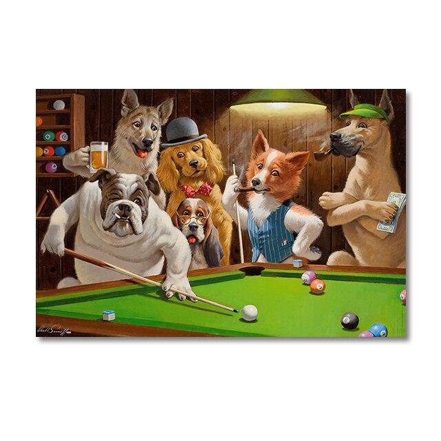 

Жартівливі картини на полотні «Вечірка з тваринами», смішний кіт і собака, постер із грою в покер, зображення «Домашні азартні ігри», декор стін казино 60x80cm No Framed