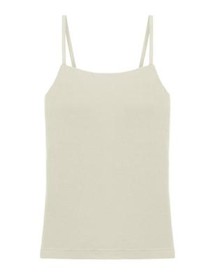 Two Hatch Bra Top Cupped Bra Camisole with Chest Bramone 90394am Ecru [Natural Shape] Cleavage-Hidden Camisole, Wireless, Coverage, AC70,