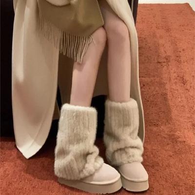 Damen Plüsch Schneestiefel Warm Dicke Sohle Rutschfest Koreanisch Lässig Kurze Stiefel Winterschuhe De Mujer