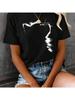 S Casual Cotton T-Shirt With Cat Graphic Print, Crew Neck Plus Size Short Sleeve Top For All Seasons, Animal Pattern Tee
