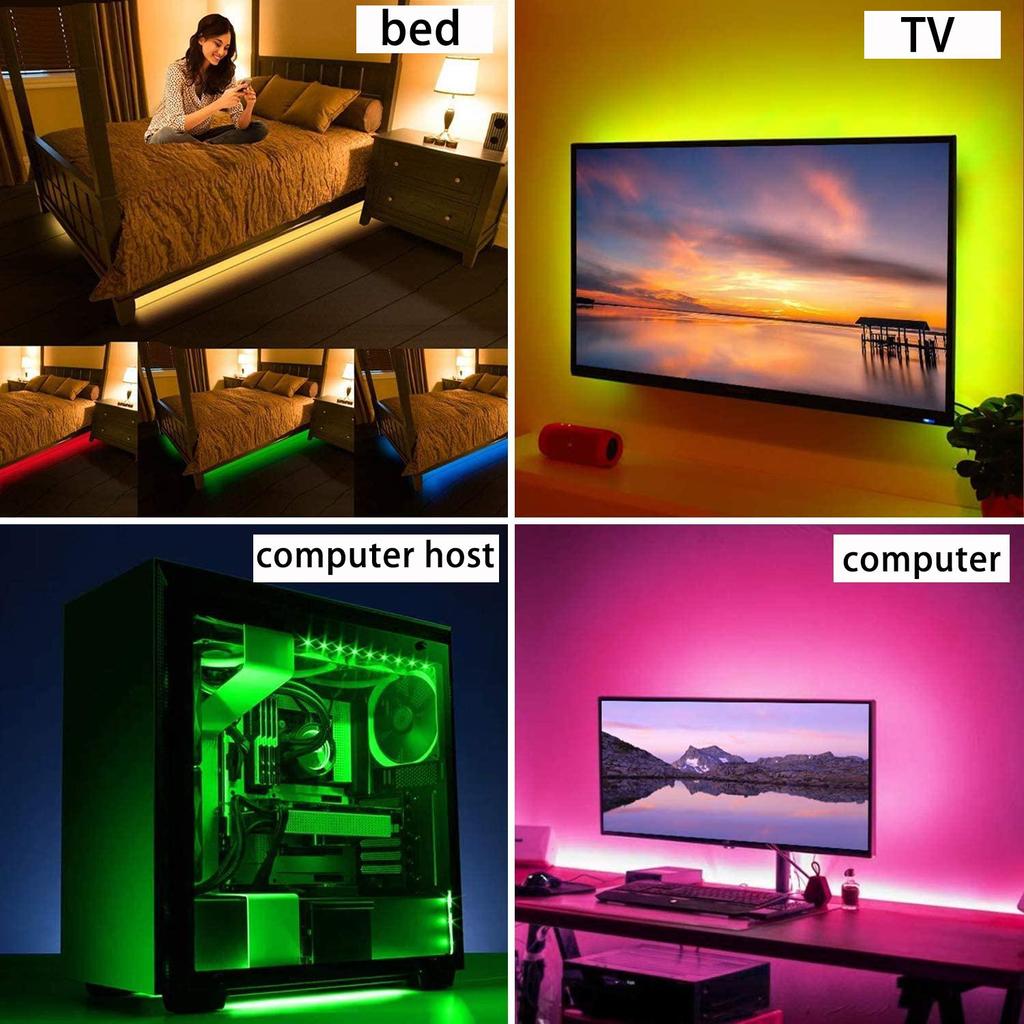 TV Backlight Music Sync USB Powered RGB 5050 LED Strip Light for 15 - 80 Inch TV Mirror PC