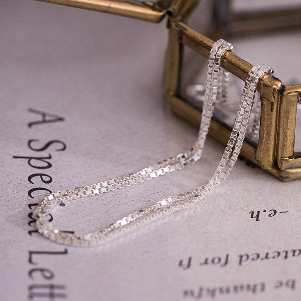 Mimi.J Jewelry 925 Silver Box 2-Line Chain Silver Bracelet