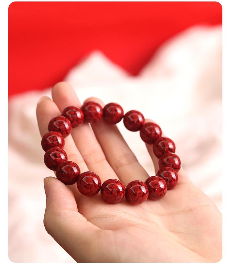 Lingxi Cinnabar Crystal Sand Bracelet with Raw Stone 