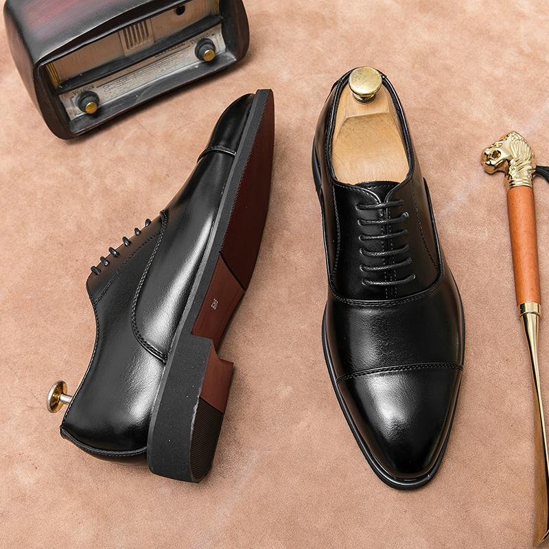 Men Business Dress Shoes Lace Up Comfortable Fashionable Leather Shoes European American Wedding Banquet Shoes Men Sizes 38-48