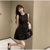 French little black dress new fashion pure desire fungus edge sexy hip-wrapped split dress birthday party dress dress