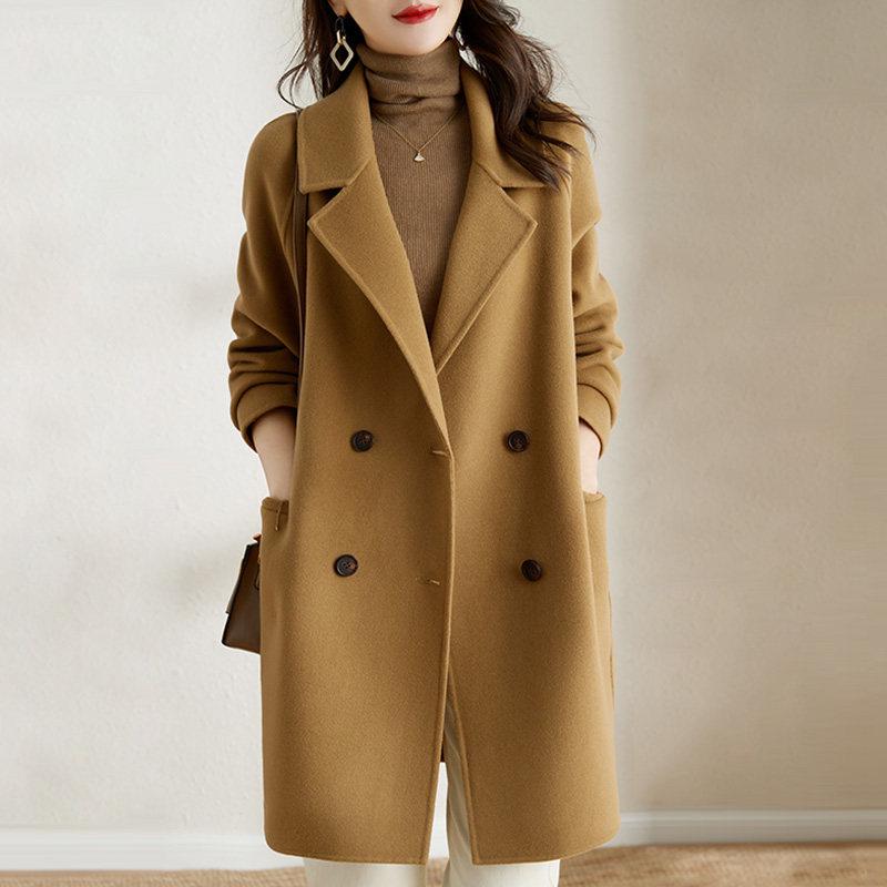 

Women s Double-Sided Velvet Cocoon Coat: Mid-Length Wool Jacket for Autumn/Winter. L (136-160 jin)