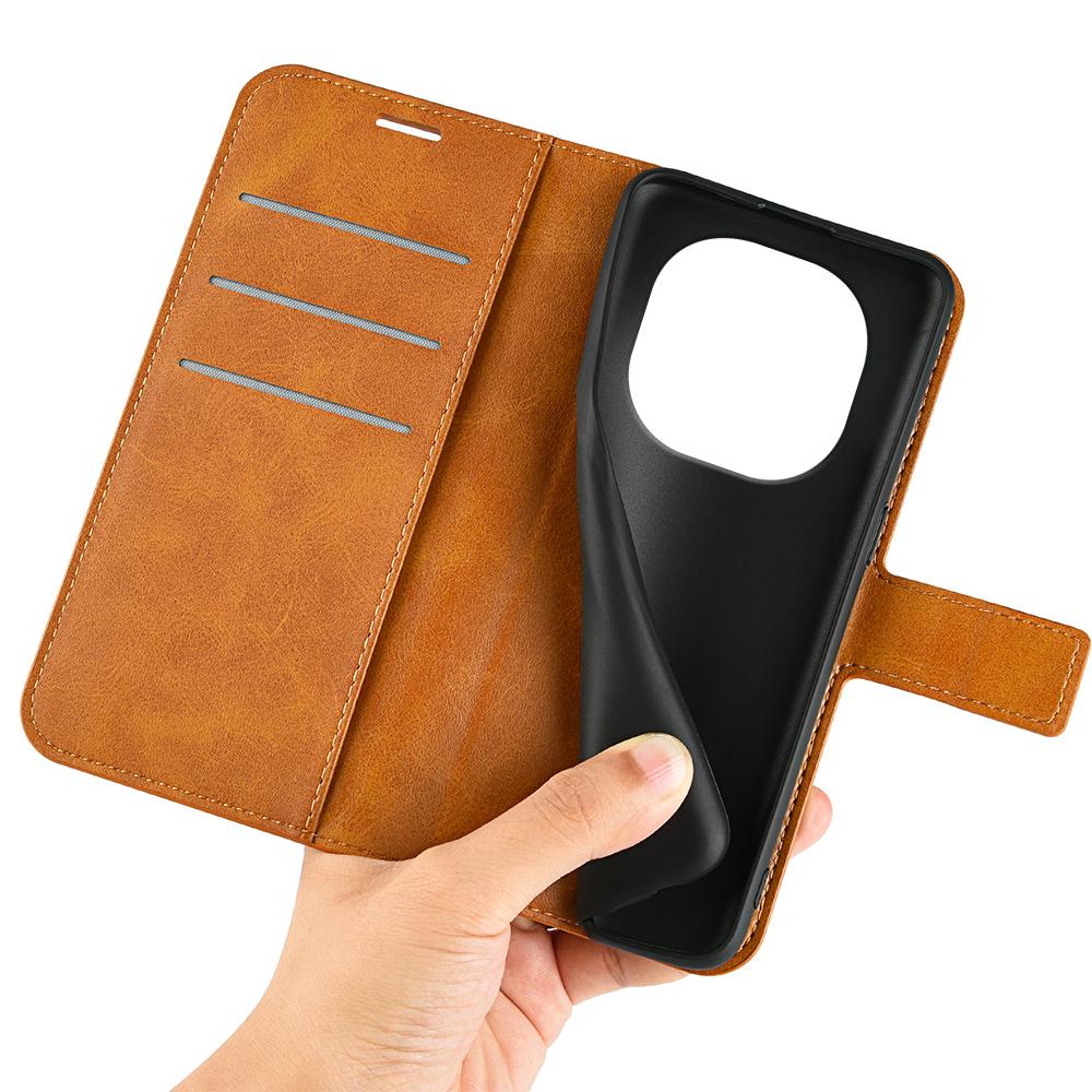 For Xiaomi Redmi Note 14 Pro 5G/Poco X7 5G Stand Case Anti-Scratch Calf Texture Leather Phone Cover