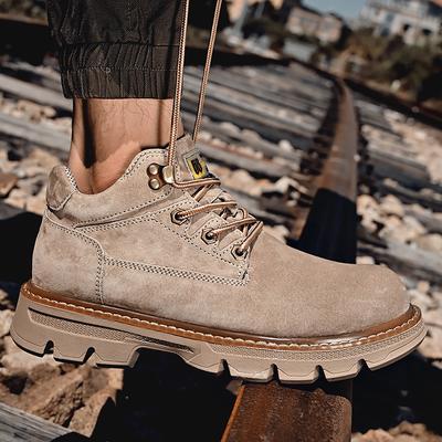 Modische Herrenstiefel Weiche Sohle Bequeme Herbst-Knöchelboots Klassische Outdoor-Freizeitschuhe Für Männer Niedriger Schaft Arbeitsstiefel Echtes Leder