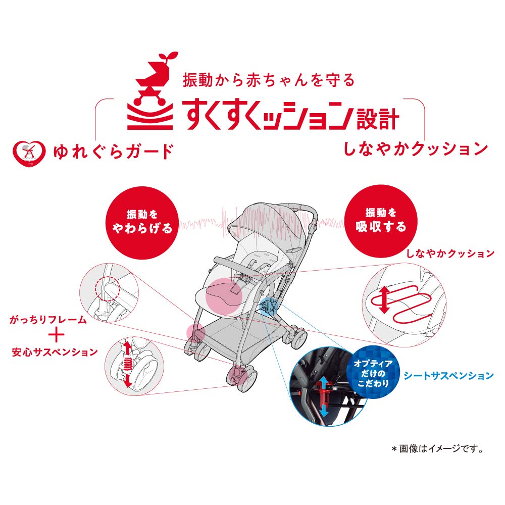 Aprica A-Type Stroller with Optia Cushion, AB Special, for Ages 1 Month To 36 Months, Multifunctional, Dual-Facing, Automatic 4-Wheel Operation,