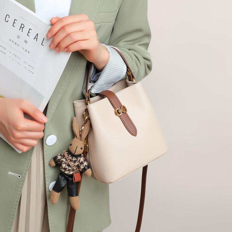 Bag Ladies Summer New Women's Bag Crossbody Bucket Bag Genuine Leather Versatile High Texture Handbag Luggage