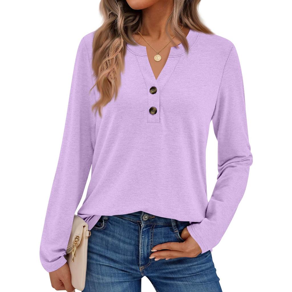Camicie da donna a maniche lunghe a tinta unita Eleganti top casual Camicie alla moda Top