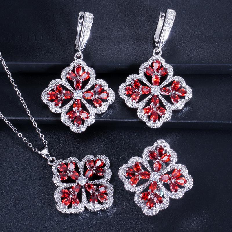 Micro-Set Zircon Earrings, Rings, Pendants, Three-Piece Small Set, Multi-Color Optional.