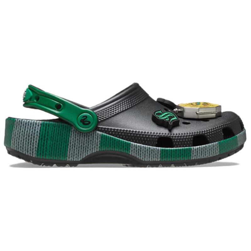 Crocs EVA Round Toe Kick Hole Shoes Unisex Style Black and Green
