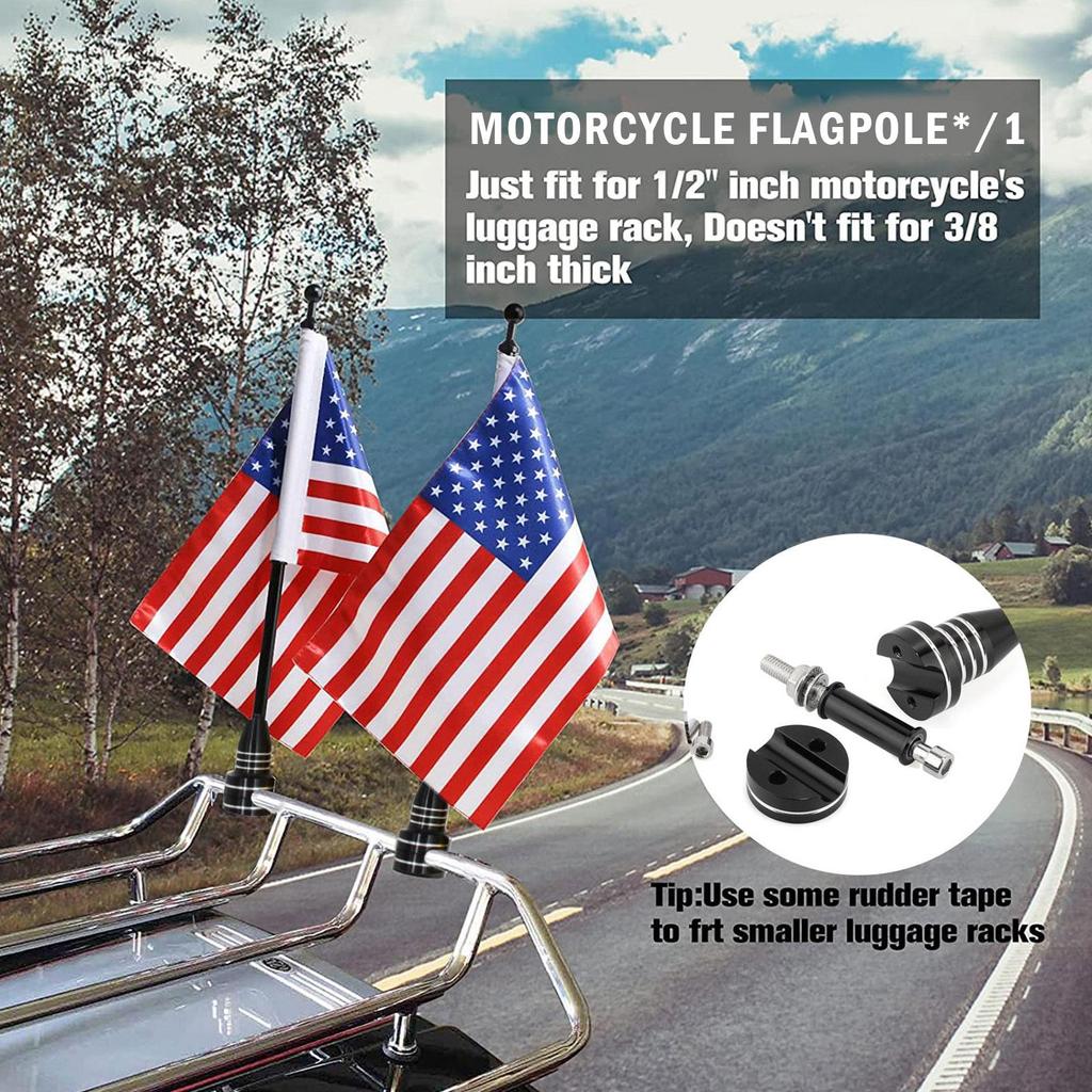 Motorcycle Rack Flagpole For Harley Rear Side Flag Pole Mount Motorcycle Luggage Rack Flag Shelf With Adjustable Base
