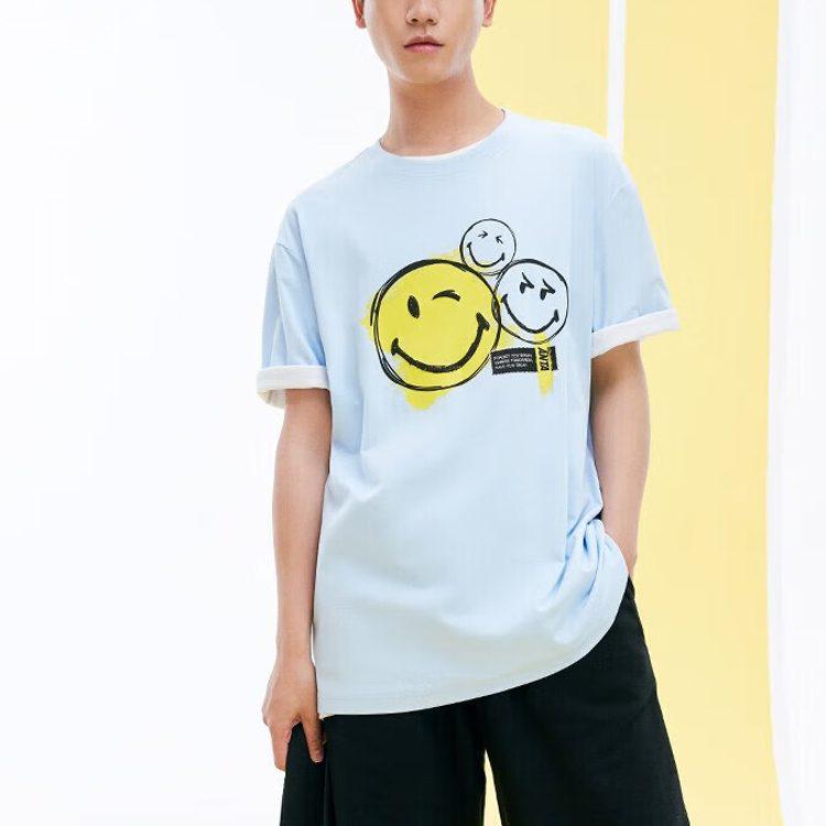 Anta X Smileyworld T Shirt Unisex Cloud Fabric Blue 152328142-3