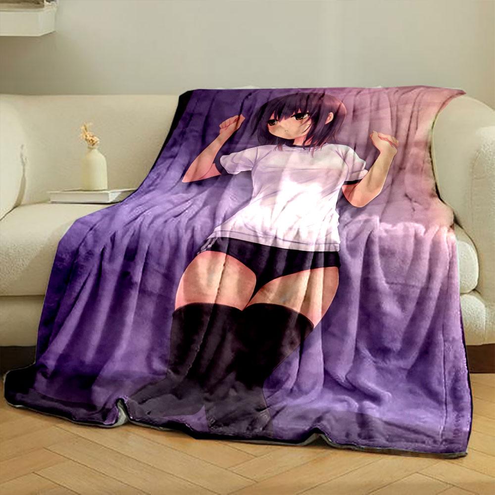 Anime Girl Print Blanket Bedroom Blanket for Livingroom Couch Lunch Break Soft Cozy Throw for Friend's Festival Gift