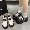 White Versatile Platform Small Leather Shoes Women's Bow Japanese Lolita Jk Shallow Mouth Mary Jane Shoes Buckle Loafers