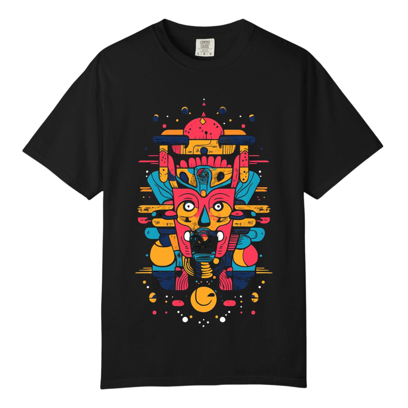 Skull Mask Abstract Colorful Art TShirts, Comfort Colors, Unisex Streetwear Tee S