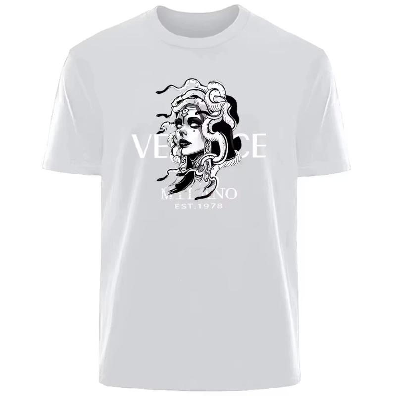 

New Italian Popular Luxury Brand Summer Medusa Headshot Printing Daily Commuting Sports Men And Women The Same T-shirt XL білий