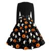 Women's Vintage Halloween Print Round Neck Casual Dress for Everyday Wear