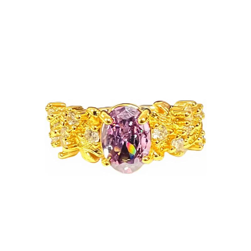 Vintage Medieval Bauhinia Zir*****Pen Ring Light Luxury Purple Charm High-Grade Brushed Finger