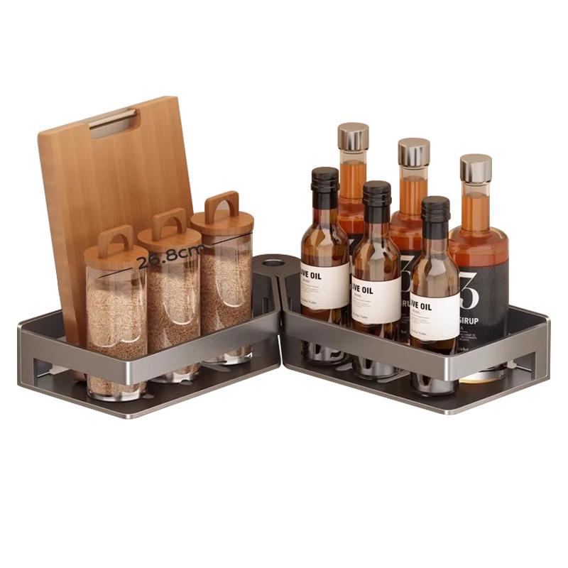 Wall-Mounted Aluminum Seasoning Rack - Punch-Free Kitchen Storage Shelf for Condiments