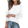Womens Fashion Long Sleeve Button Cuff Soft Knit Pullover Trendy Tops Solid Color