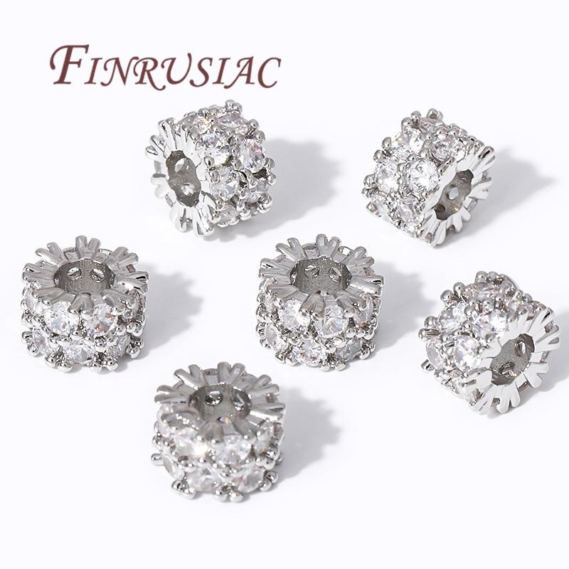 Separators For Beads 18K Gold Plated Zircon Crystal Beads For DIY,Round Spacer Beads Accessories,DIY Bracelets Jewelry Making