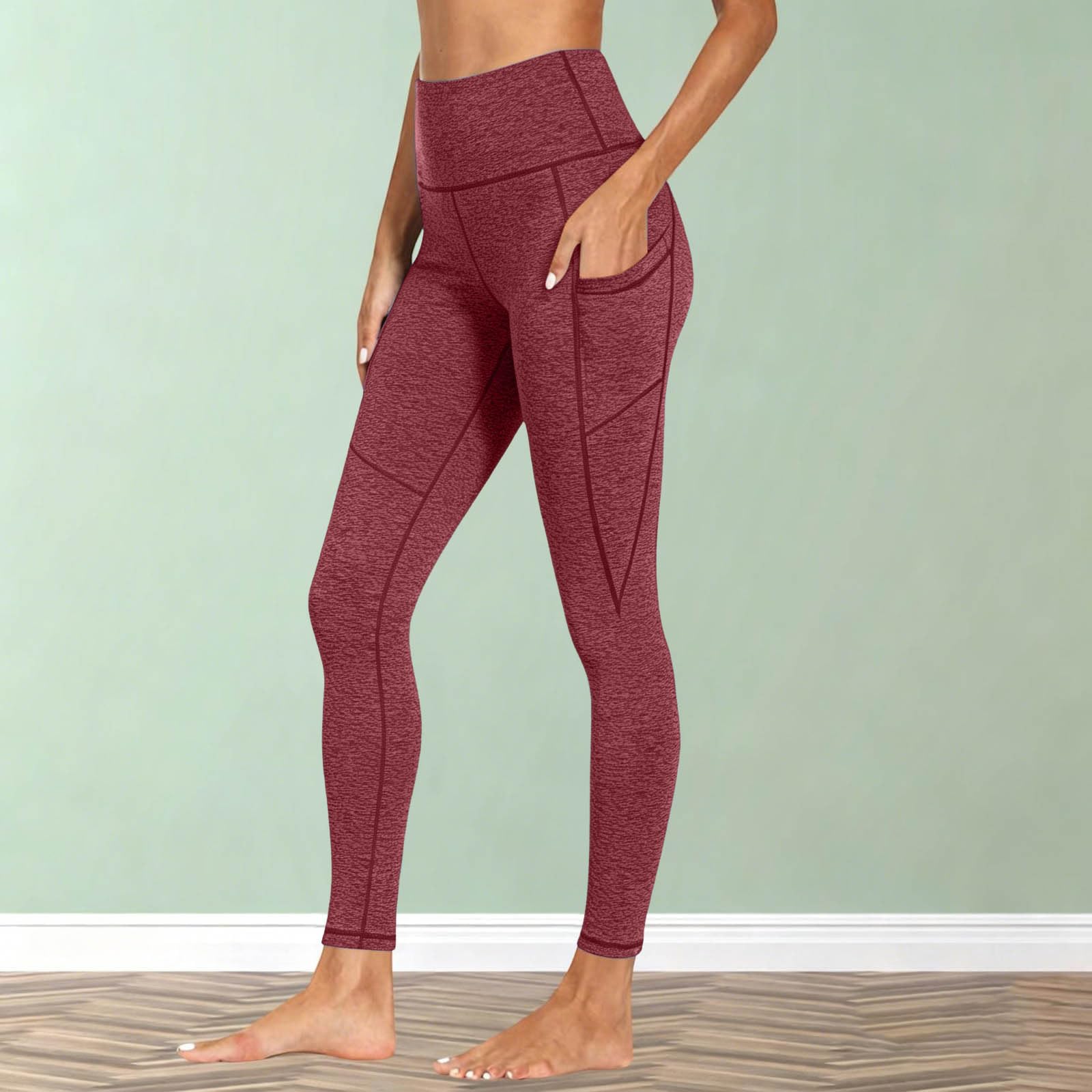 

Women s High-Waisted High-Stretch Yoga Pants With Butt-Lifting Design XL винний