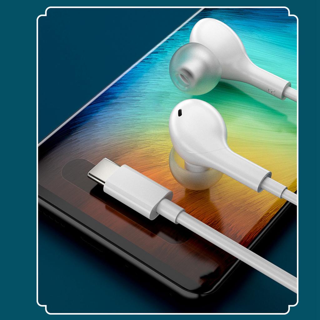 Wired Earphones Type C Digital Chip Noise Canceling Mobile Phone Earbubs with Volume Control