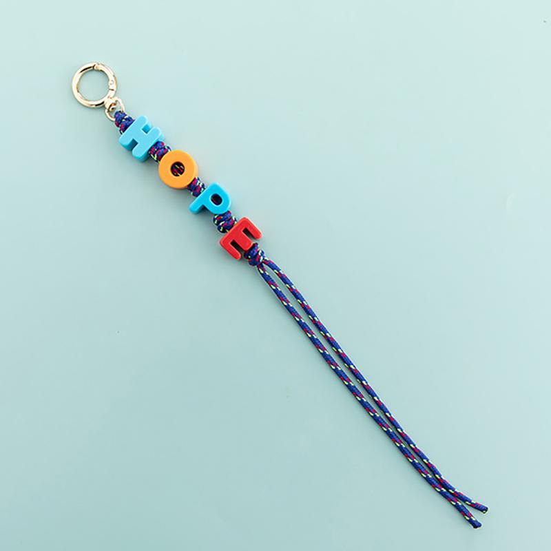 Acrylic Letter Braided Keychain Colorful Nylon Rope Keyring Women Bag Pendant Handbag Charms Key Hanging Decoration