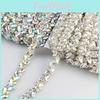 1 Shining Yard Rhinestone Trim Glass Craft Long Row Glitter Stone Charms Diy Making Absilver Color Faux Crystal Chain Shoes Clothing Accessories
