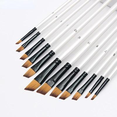 12Pcs Öl Acryl Flache Spitze Kit Stift Kunst Liefert Künstler Aquarell Malerei Pinsel Pinsel Für Nylon Pinsel HMM