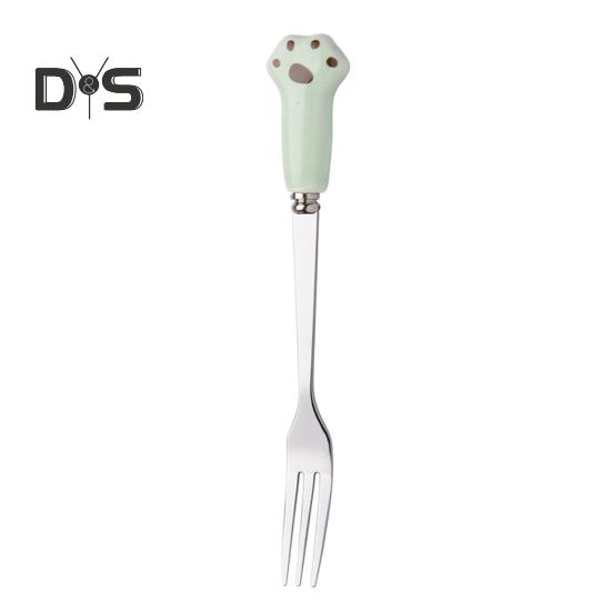 Cake Fork Cartoon Cat Claw Fork Novelty Smooth Edges Ceramic Handle Fork for Fruits Desserts Noodles