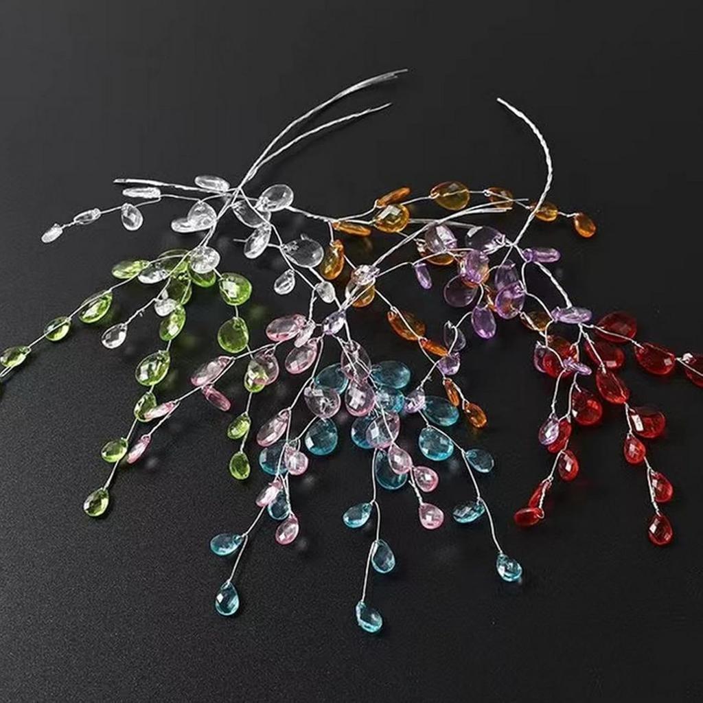 30pcs Water Drops Artificial Flower Picks Acrylic Flower Branches Simulation Drop Flower Picks Fake Plant Ornaments for Wedding Anniversary Party