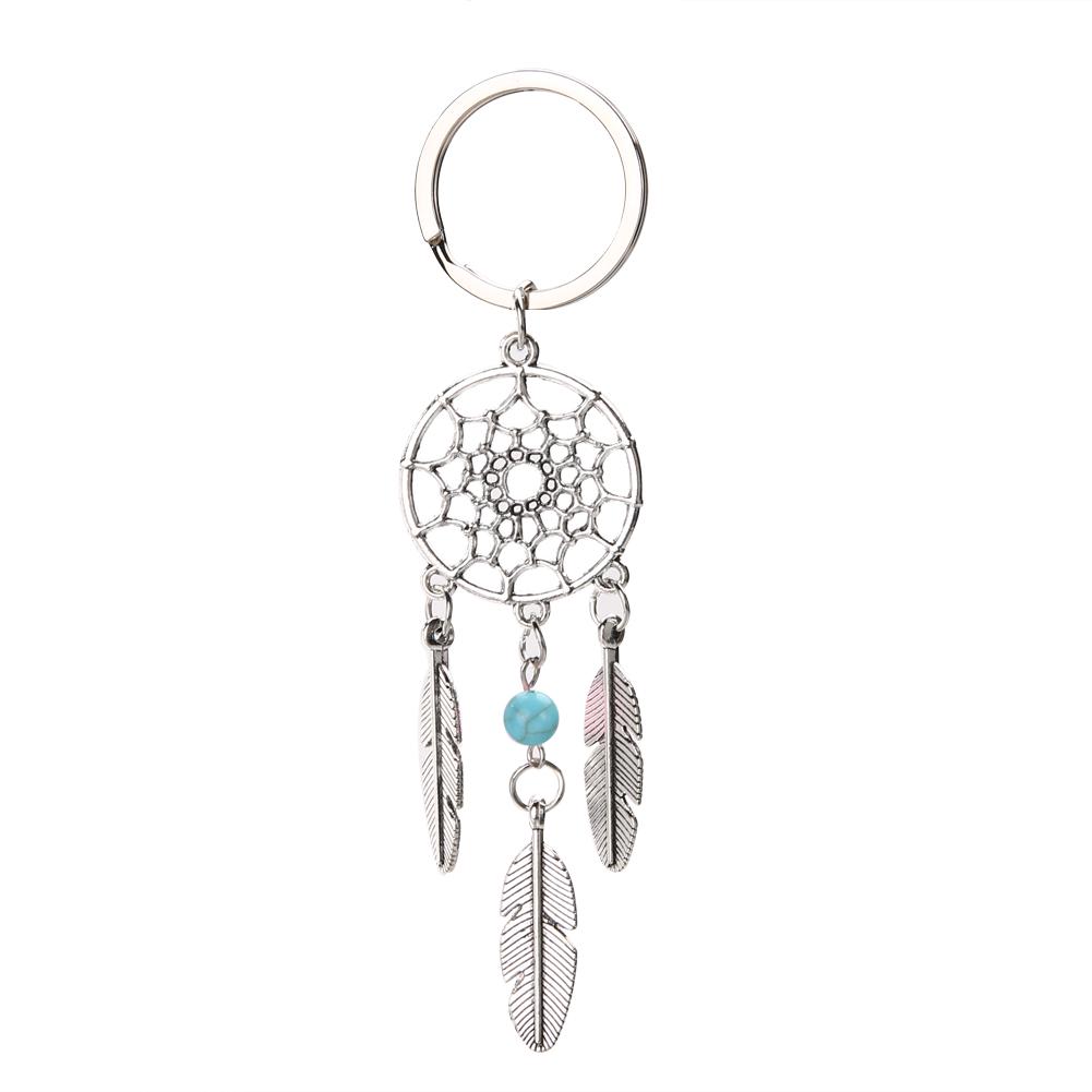 Dream Catcher Simple Fashion With Green Pink Beads Key Ring Buckle Pendant For DIY Bag Key Ring Chain Accessories A573