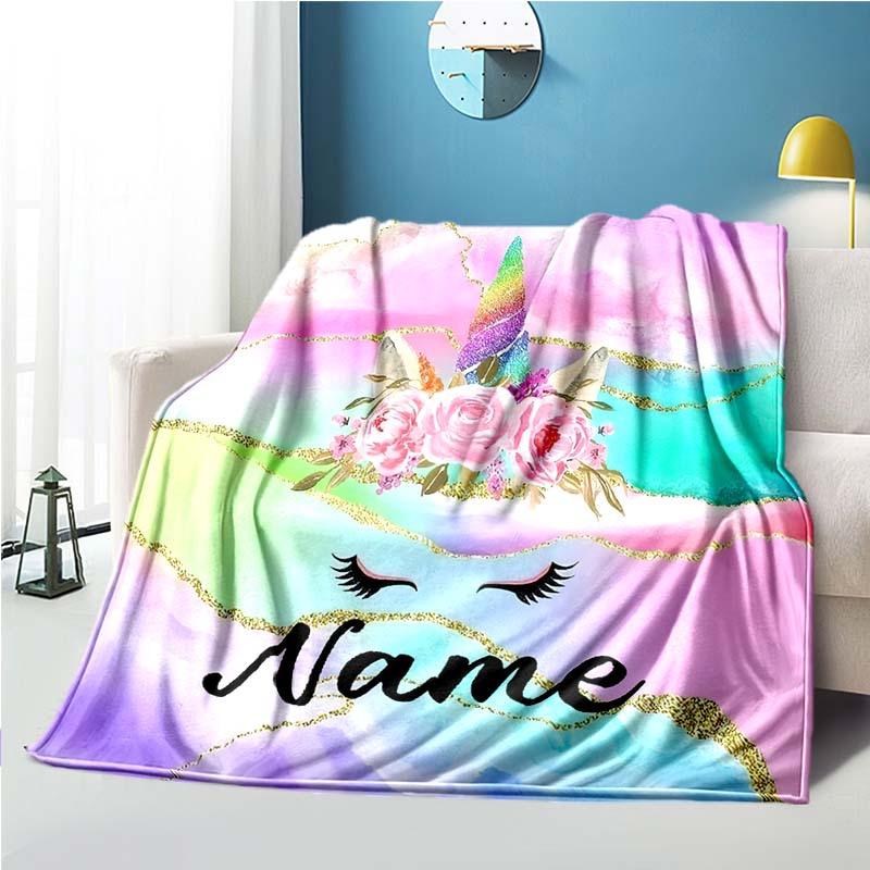 Unicorn Colorful Tentacles Customize Your Name Blanket Used For Chair Office Sofa Bed Camping Soft And Warm Giving Friends And Relatives Birthday