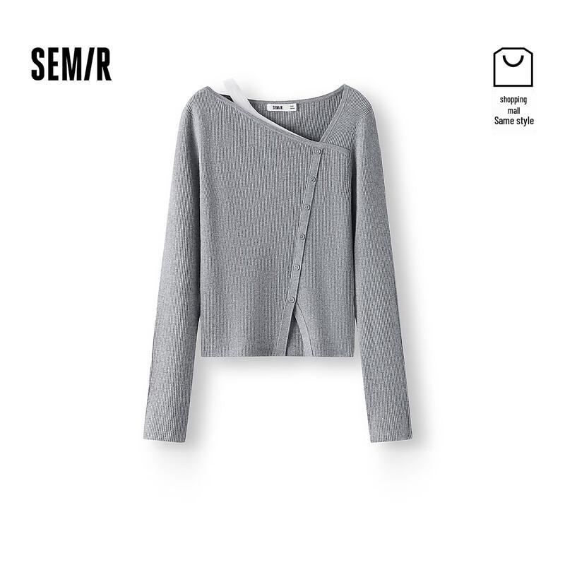 Semir Women s Slanted Shoulder Colorblock Sweater L грязно-белый