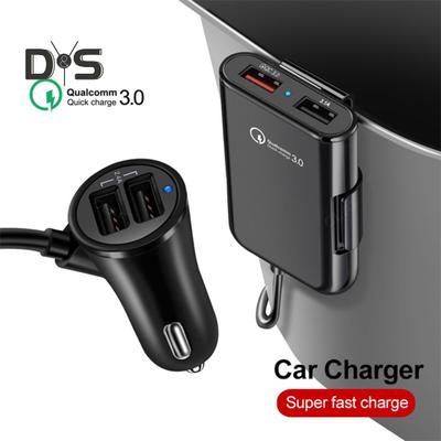 Car Charger QC3.0 3.1A 2.4A 4 USB 1.8M Cable Front Rear Seat Universal High Power 8A Fast Charge Automotive Charging Adapter Car Supplies